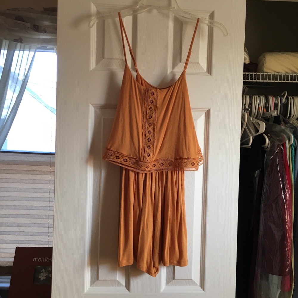 Orange/Yellow Romper with Lace Detailing